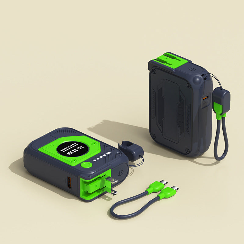 Bærbar Powerbank med multifunksjonelt integrert ladekabel Skanto
