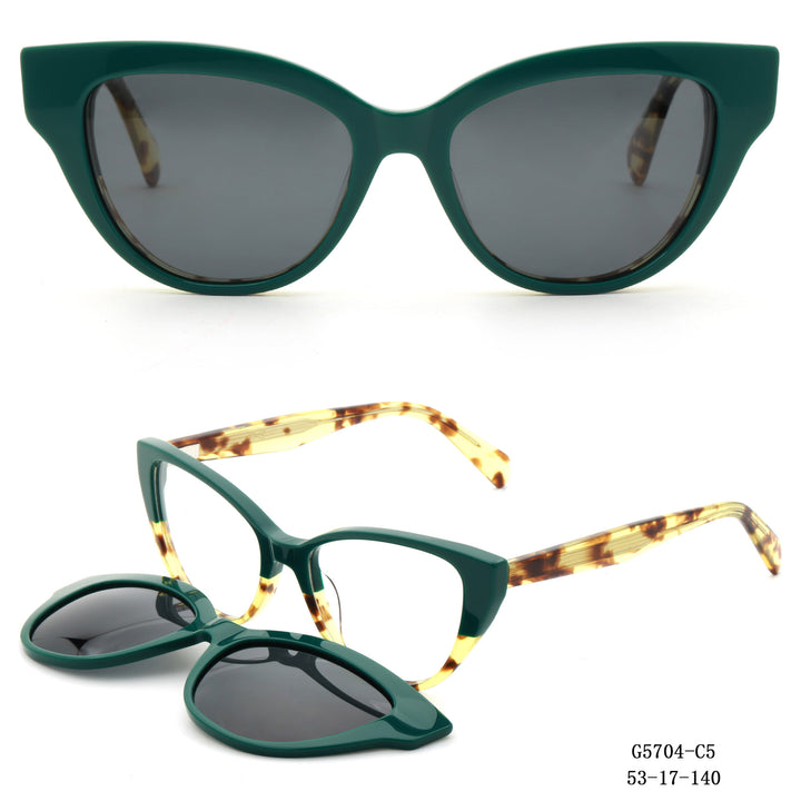 Dame Cat-Eye solbriller med avtagbare linser Skanto