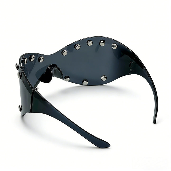 Damer futuristisk designer-solbrille med dekorative metalldetaljer Skanto