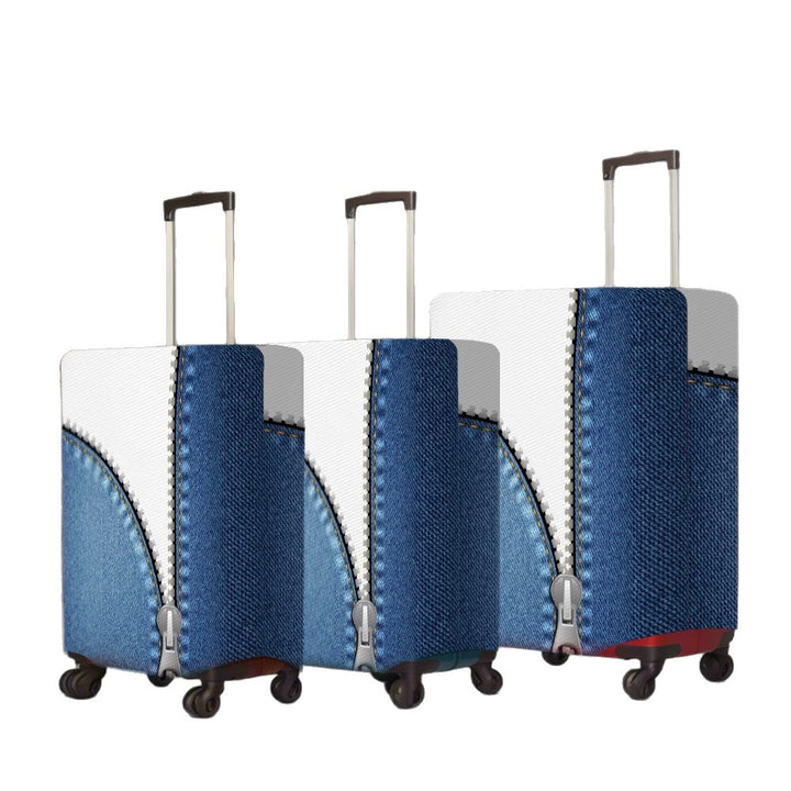 Unisex nan elastisk koffertbeskyttelsesdeksel med glidelås-lignende utseende i jeansstruktur og robust stretchpassform for Trolley Skanto