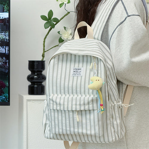 Klassisk Stripet Skole Ryggsekk
