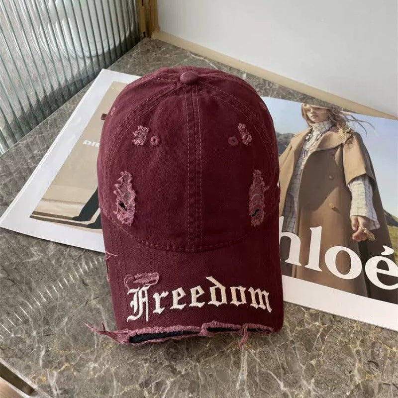 Kvinnenes slitte frihets broderte baseballcap Skanto