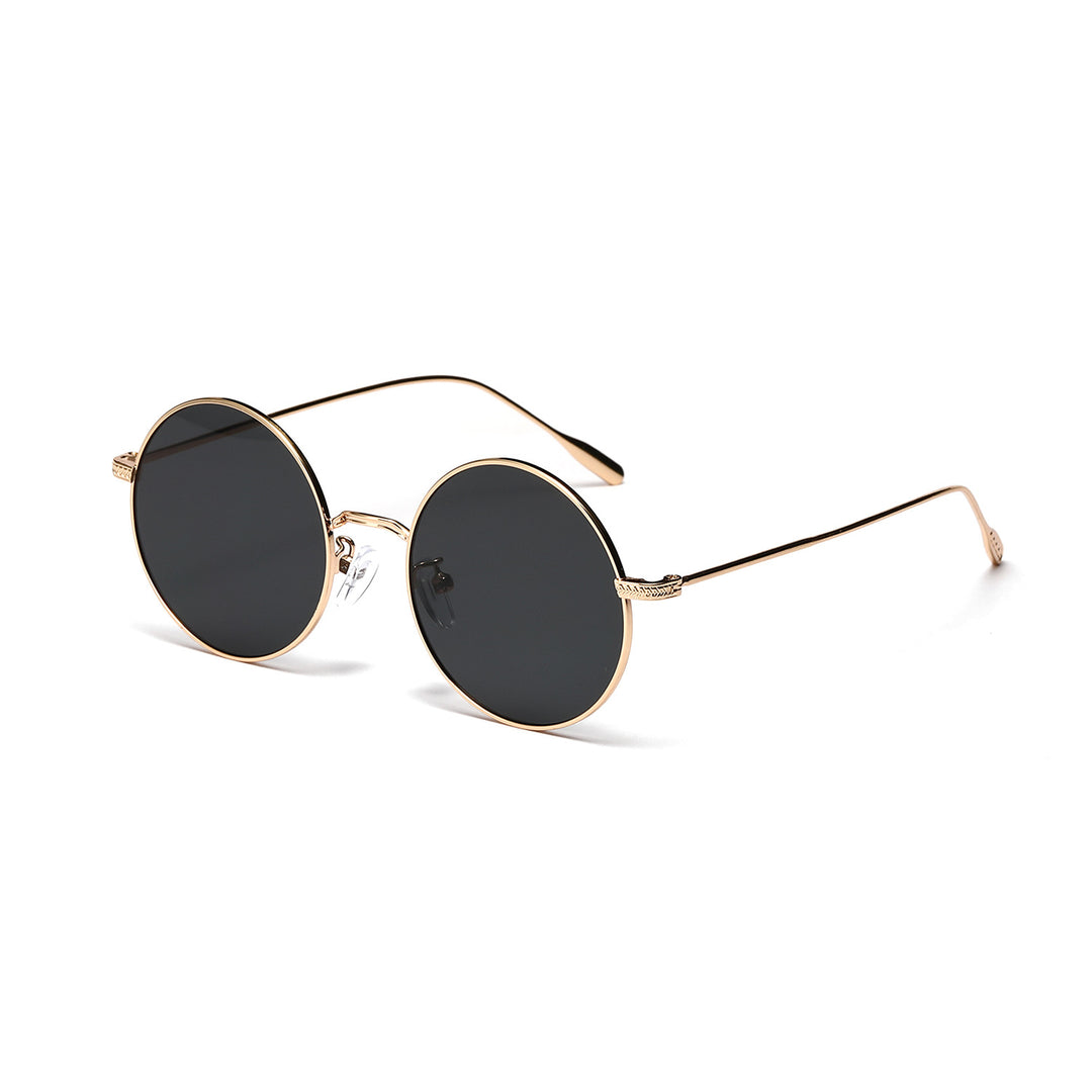Dame rund moteriktig solbrille med glamorøs ramme Skanto