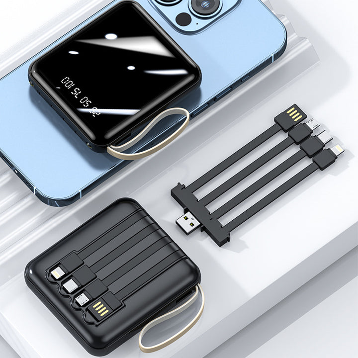 Multifunctional powerbank med innebygd ladekabel Skanto