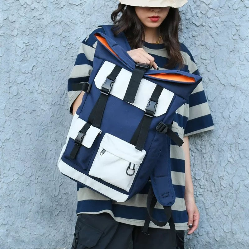 Moderne Rolltop-ryggsekk med multifunksjonelle utvendige lommer Skanto