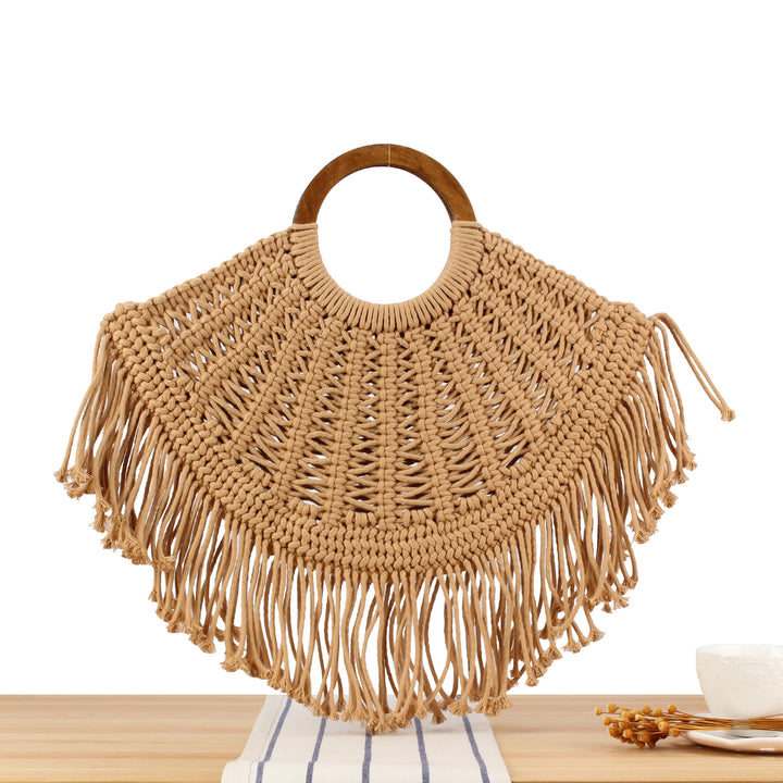 Handbag with fringed macrame design Skanto