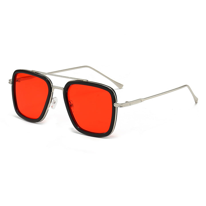Dame moteristisk kvadratisk solbrille med glamorøs metallramme Skanto