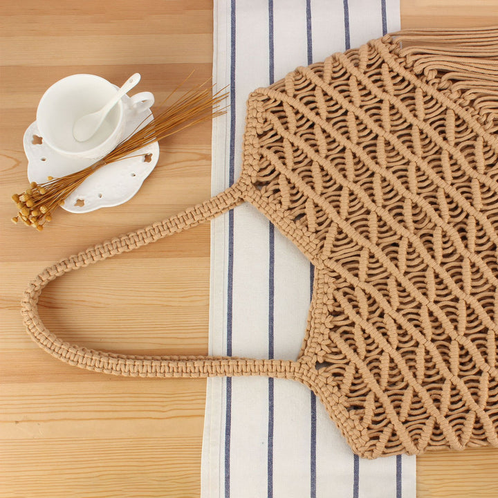 Kreativ Makramee Bag med Frynsete Design Skanto
