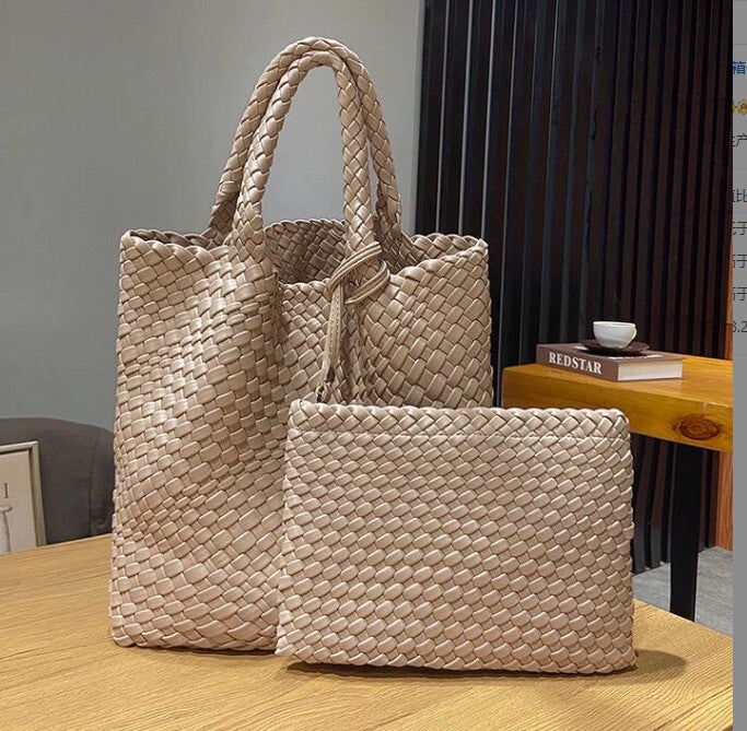 Elegant Flettet Håndveske med Avtagbar Clutch Skanto