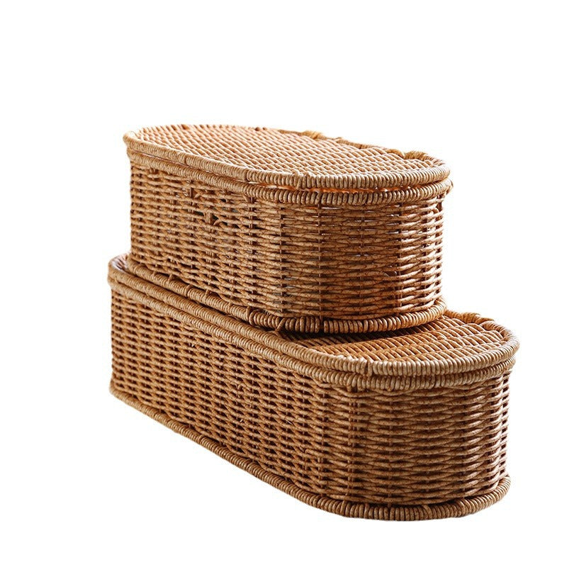 Oval Håndlaget Rattan Oppbevaringskurv Skanto