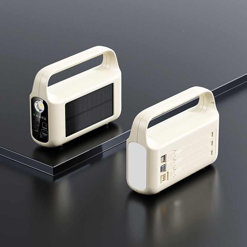 Bærbar solcelle-powerbank med integrert LED-skjerm og ergonomisk bærehåndtak Skanto