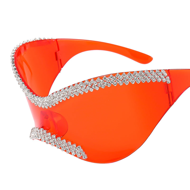 Dame Glamourøs Høyglans Solbrille med Krystallkant Skanto