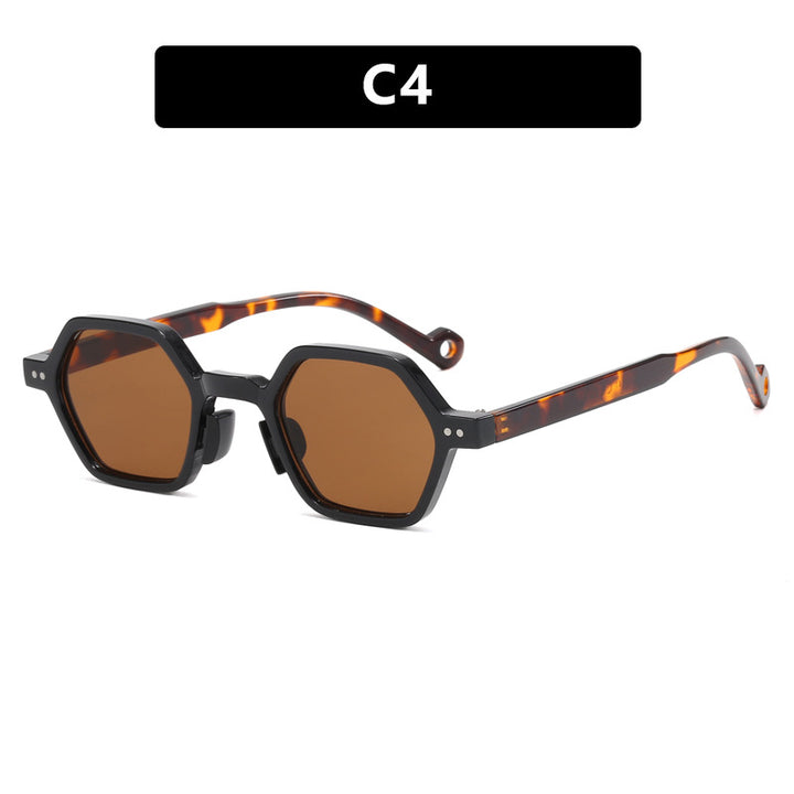 Dame heksagonal solbrille i moderne design med beskyttende linser Skanto