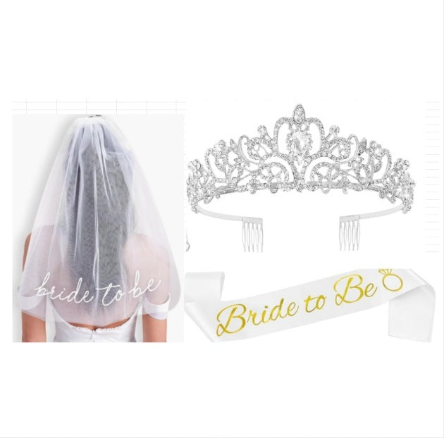 Dame Bryllup Tiara og Slør Sett Skanto