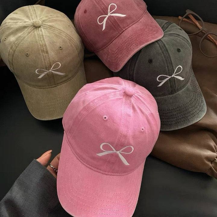 Kvinnemers Brodert Sløyfe Detalj Justerbar Baseball Caps Skanto
