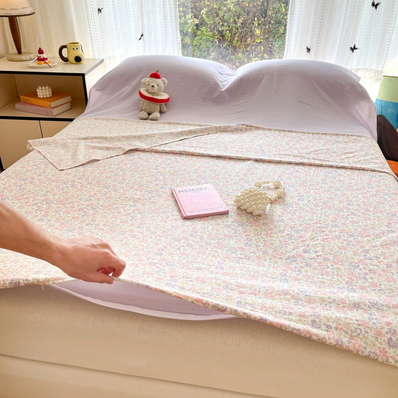 Dame bomulls sengeteppe med blomsterdesign Skanto