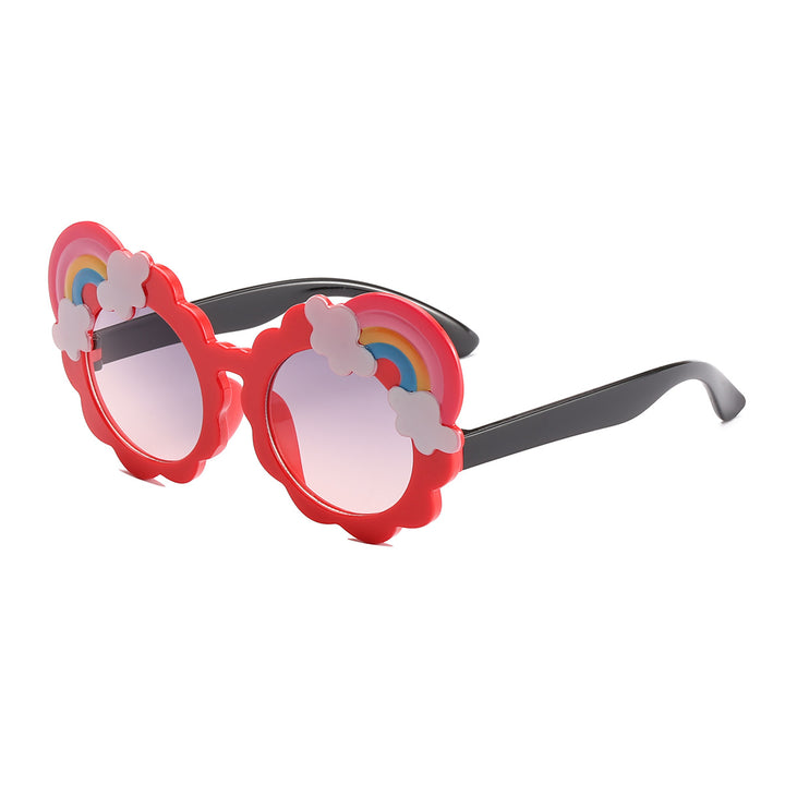 Dame designorientert solbrille med blomsterformet ramme Skanto