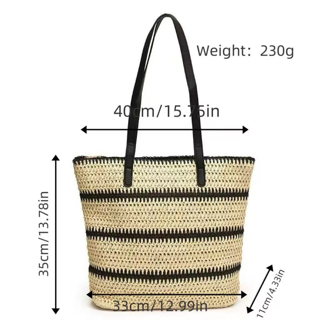 Strandveske med moderne striper og robuste bærehåndtak Skanto
