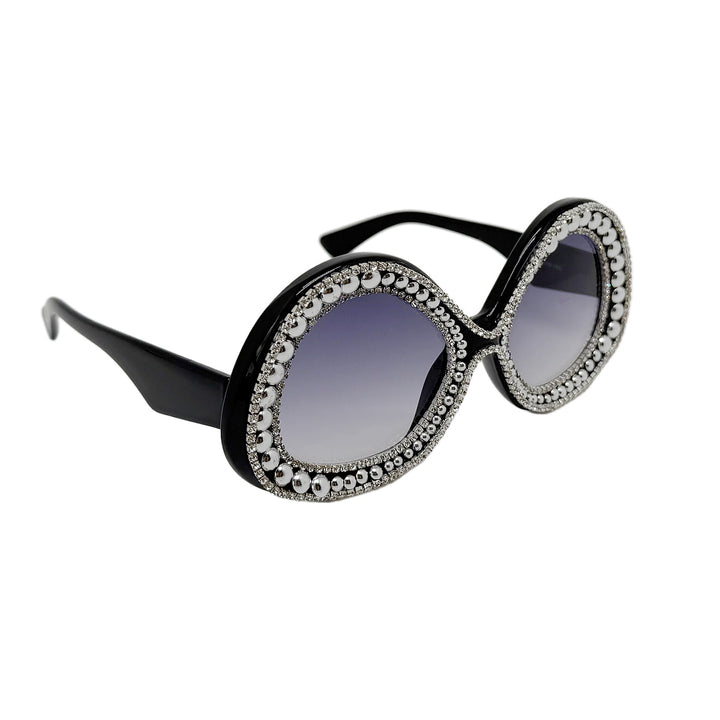 Dame Glamorøs Statement-solbrille med funklet krystallramme Skanto