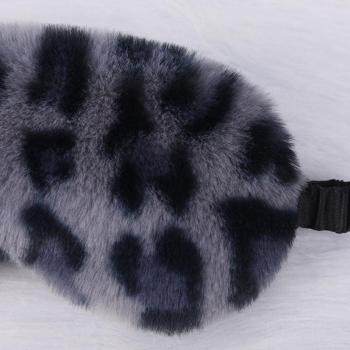 Dame nan luksuriøs kunstpels sovemaske med leopardmønster, ekstra myk polstring og elastisk komfortbånd Skanto