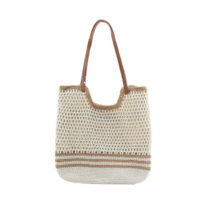 Håndlaget designer strandveske med robuste lær grep Skanto