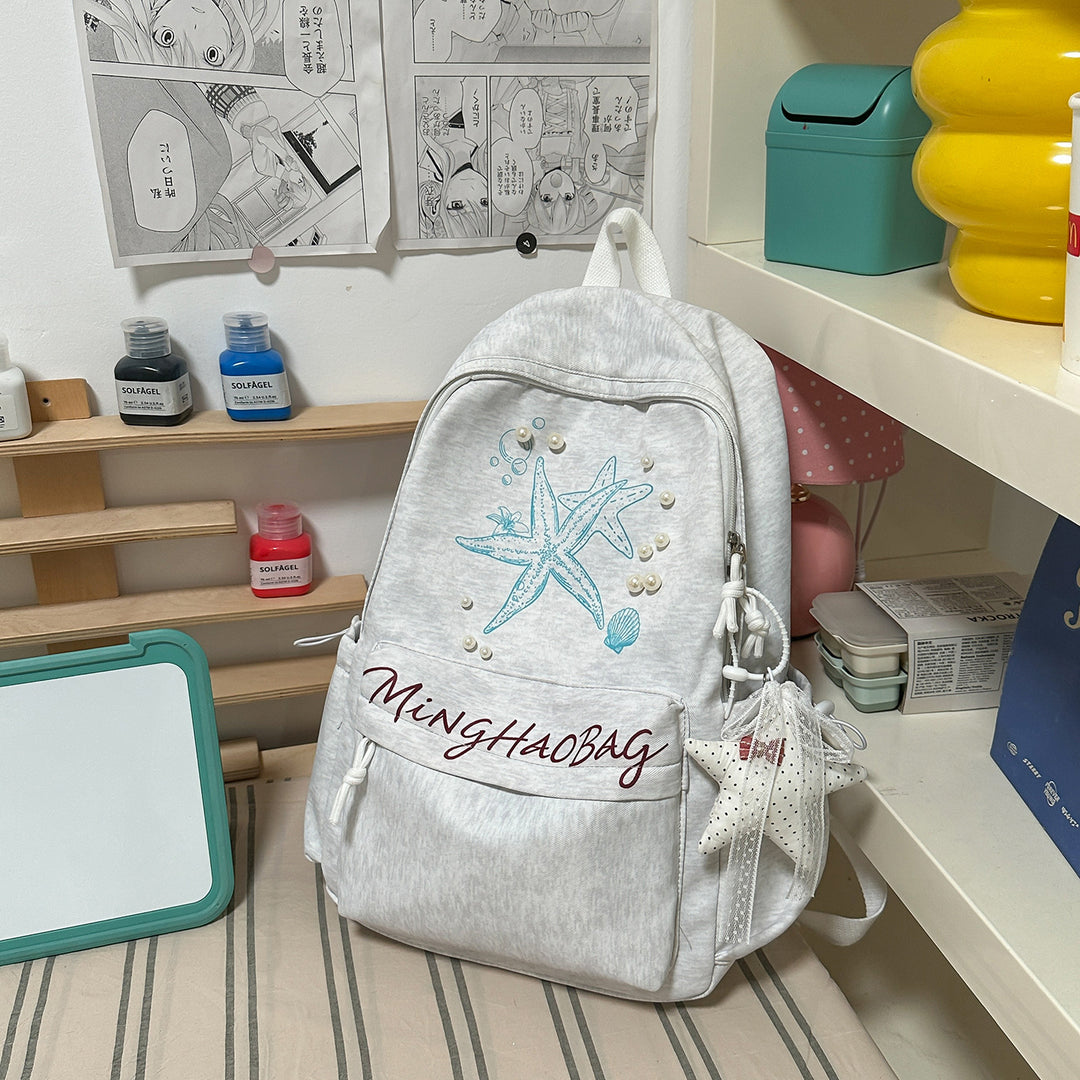 Brodert sjøstjerne design skole ryggsekk