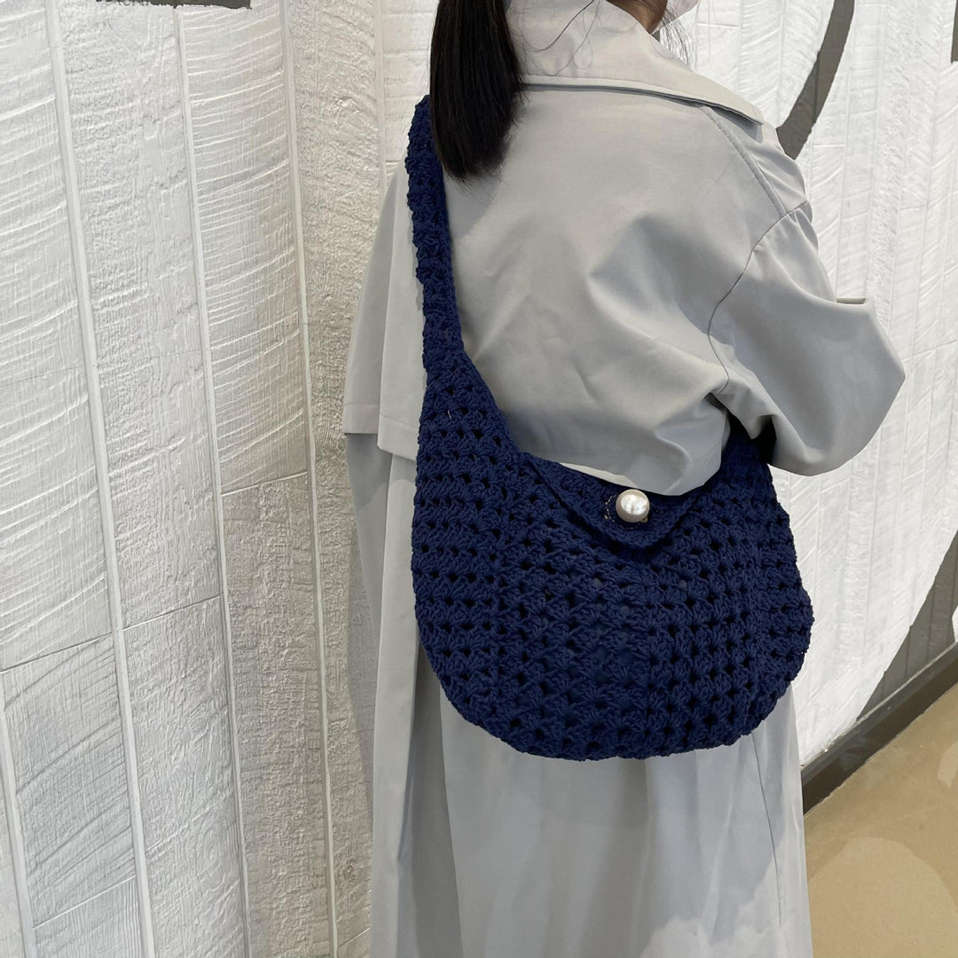 Håndknyttede skulderveske med perleåpning Skanto