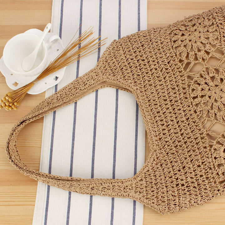 Hand-knotted tote bag made of natural raffia Skanto