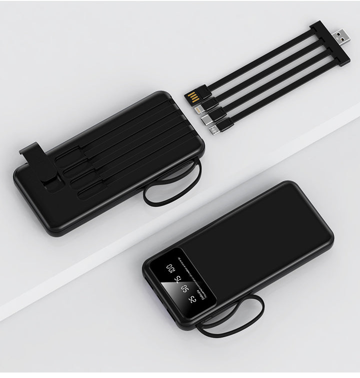 Multifunksjonell Powerbank med integrerte ladekabler Skanto