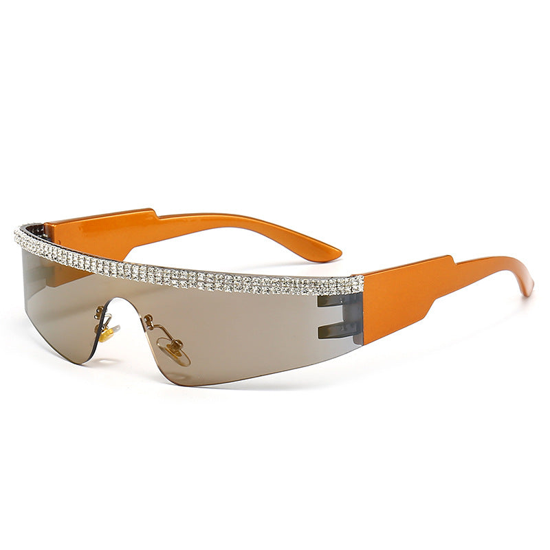 Dame Mode Glamour-solbriller med ramme dekorert med strass Skanto
