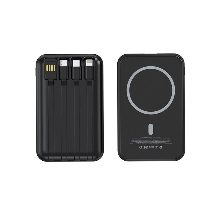 Bærbar powerbank med innebygde ladekabler Skanto