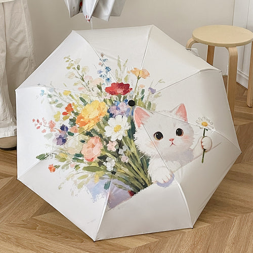 Damer sammenleggbart paraply med florale accenter Skanto