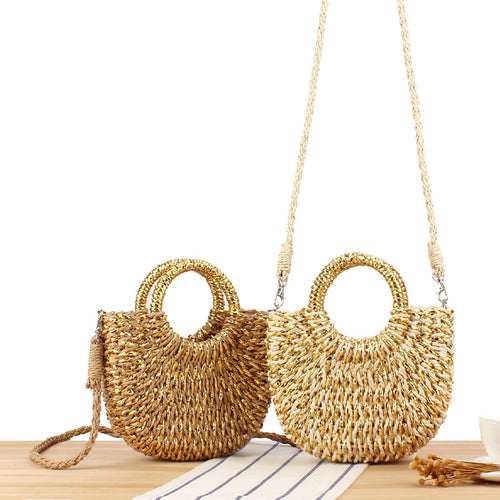 Stilfulle Flettet Crossbody Bag med Rundt Håndtak Skanto