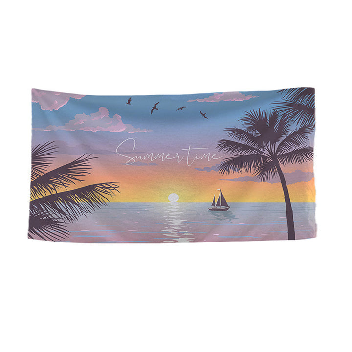 Women's beach towel with vibrant palm motif Skanto