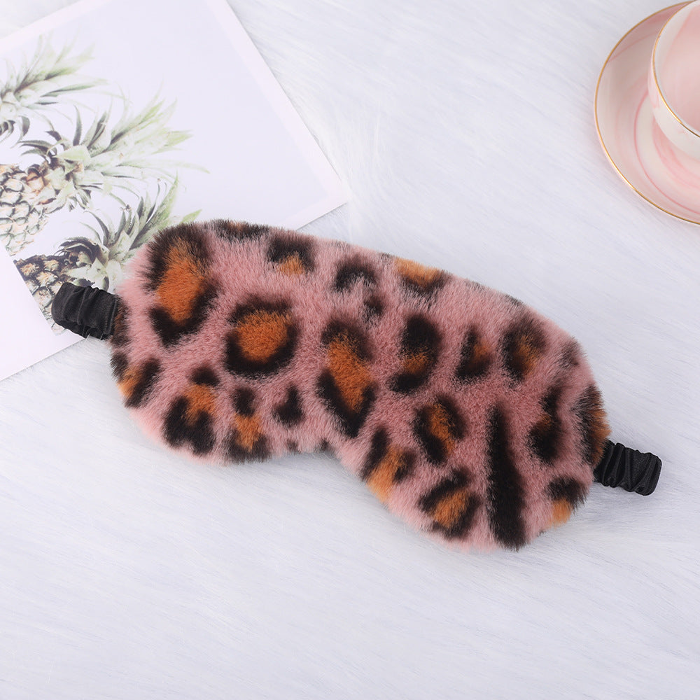 Dame nan luksuriøs kunstpels sovemaske med leopardmønster, ekstra myk polstring og elastisk komfortbånd Skanto
