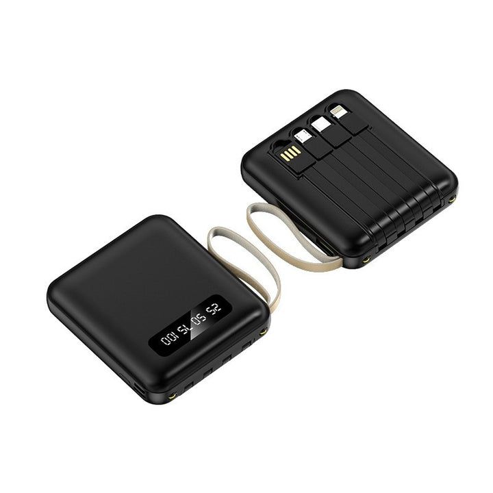 Kompakt powerbank med integrerte ladekabler Skanto