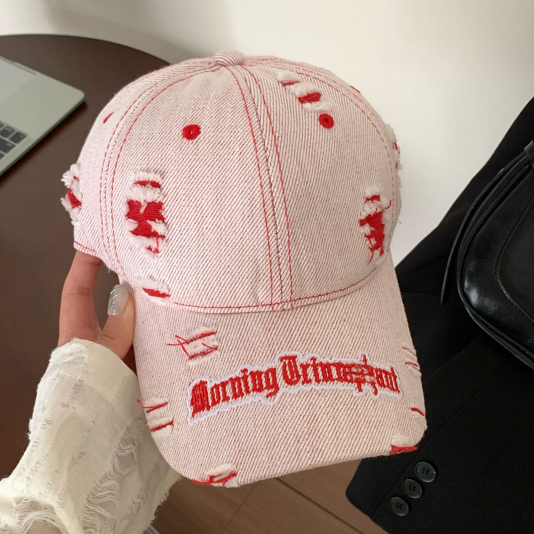 Kvinne Slitt Denim Baseball Caps Skanto