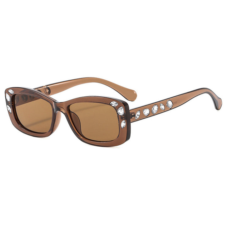 Dame moteriktig solbrille med krystallpynt Skanto