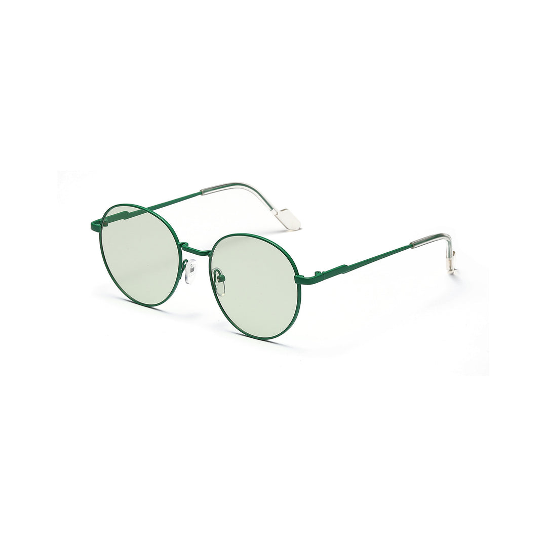 Dame rund solbrille med luksuriøs metallramme og UV-beskyttelse Skanto