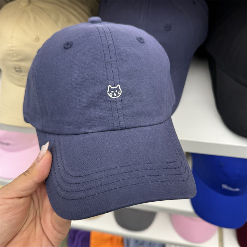 Kvinners katt-brodert bomull baseball cap Skanto