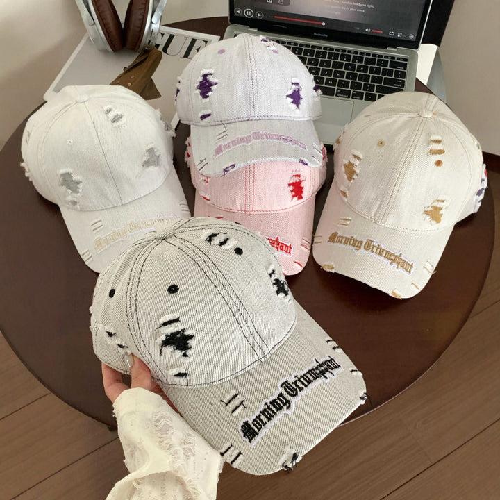 Kvinne Slitt Denim Baseball Caps Skanto