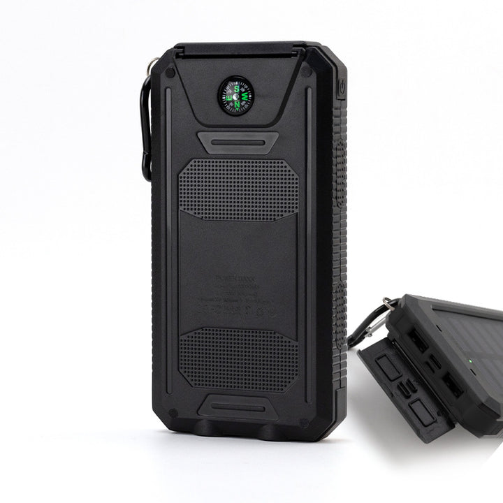 Solcelledrevet powerbank med robust hus og innebygd LED-belysning Skanto