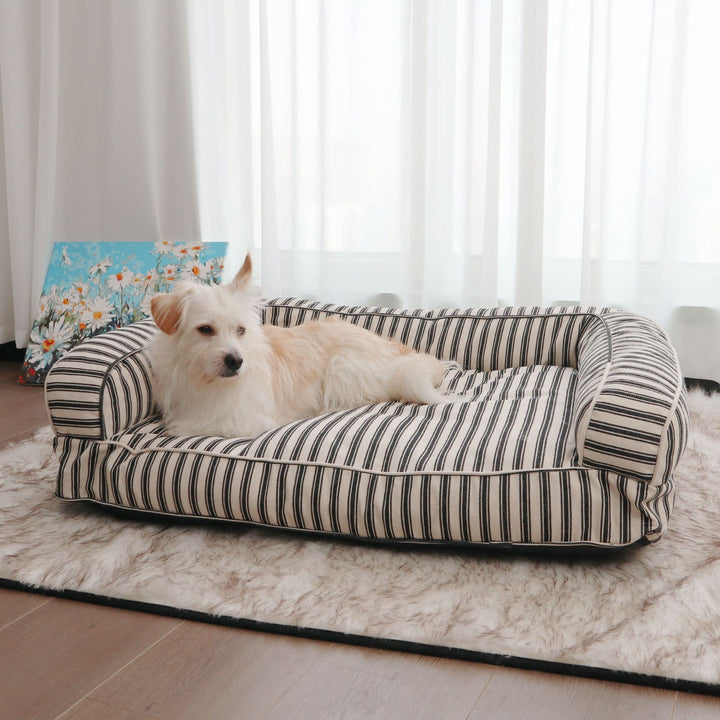 Stripet ortopedisk hundesofa