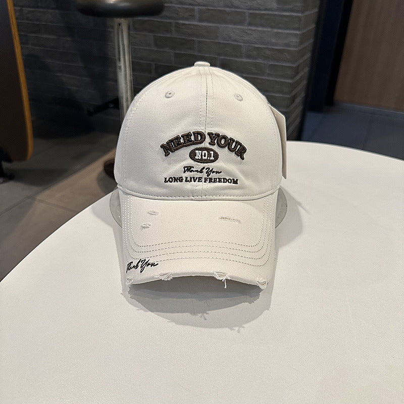 Herre Distressed Cotton Brodert Baseball Cap Skanto