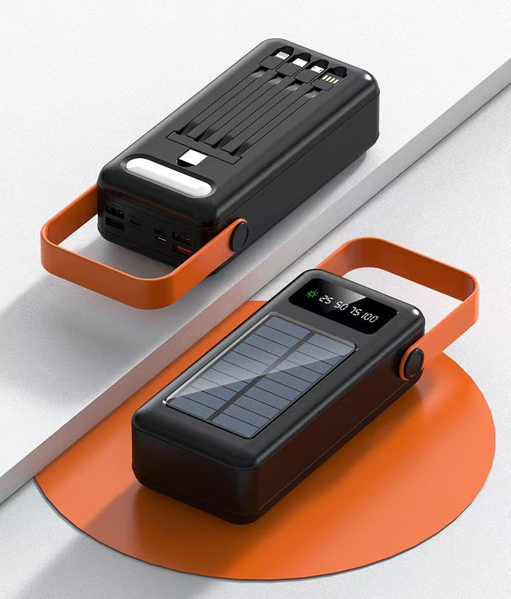 Solcelledet powerbank med integrerte ladekabler Skanto