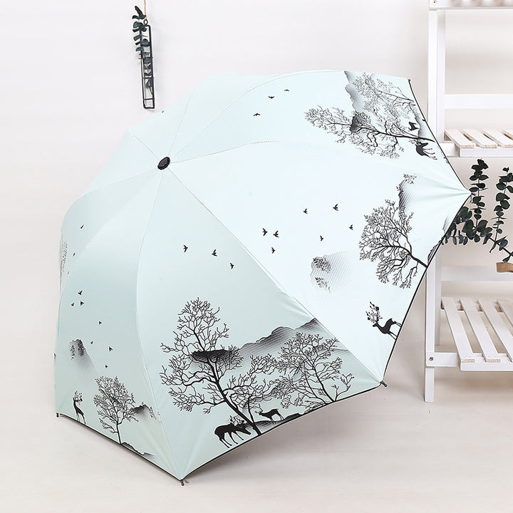 Damer Sammenleggbar Paraply med Kunstnerisk Naturdesign Skanto