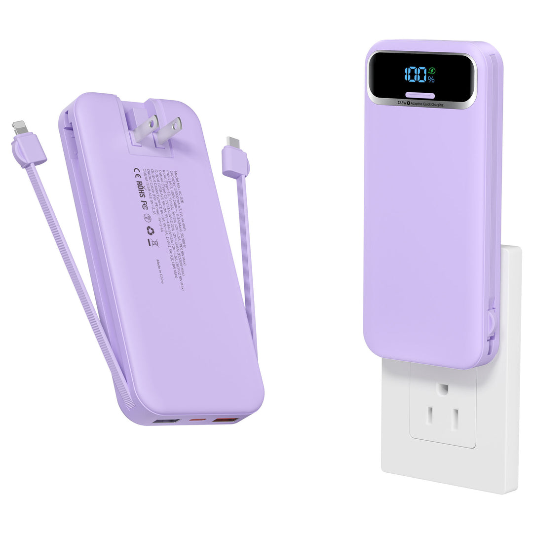 Powerbank med innebygd batterilader og LCD-skjerm Skanto