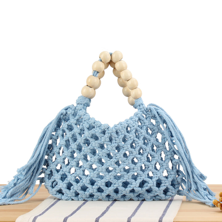 Macrame handbag with wooden handle Skanto