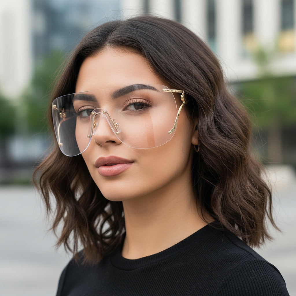 Dame visir-lignende solbrille med elegant metallramme Skanto
