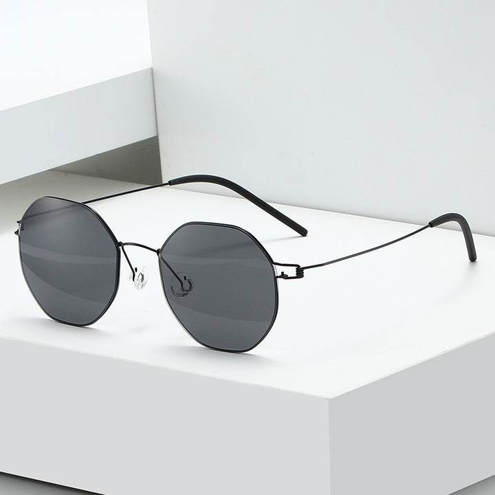 Dame geometrisk solbrille med høykvalitets metallramme og speilglass Skanto